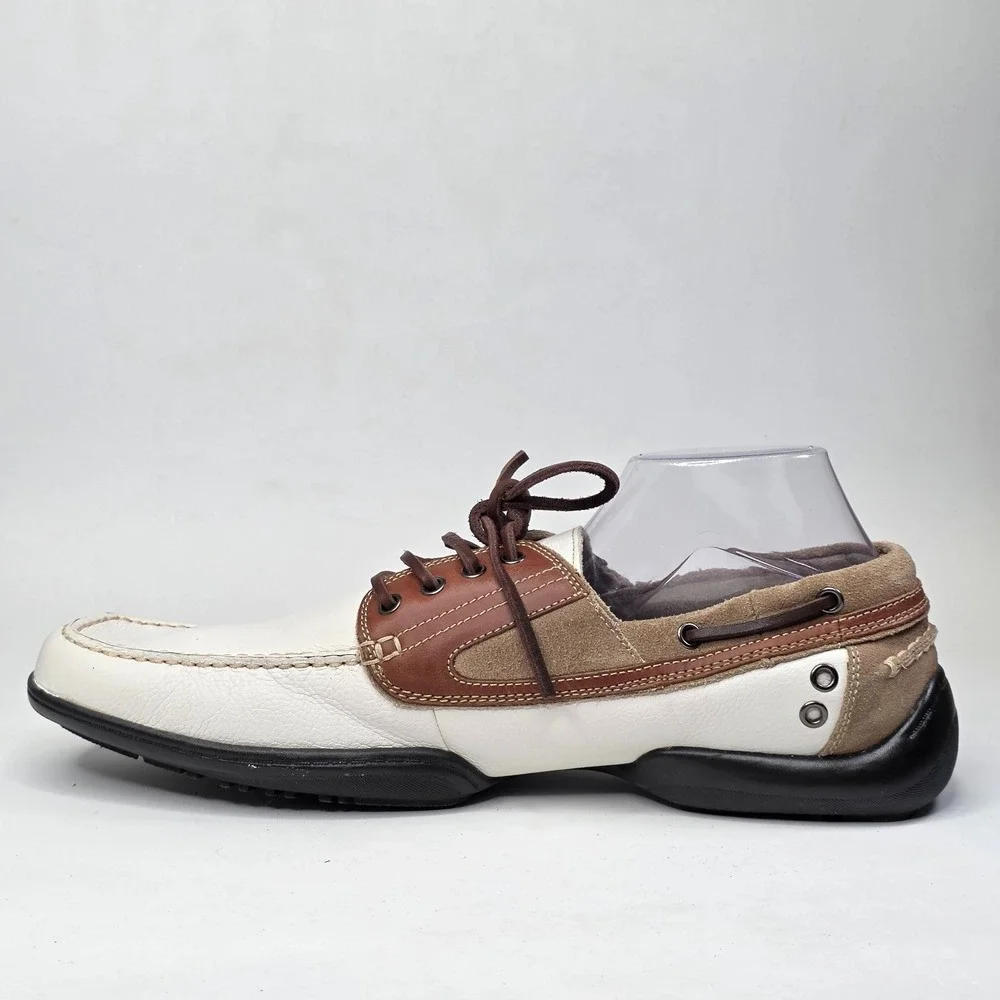 Kenneth Cole Unlisted Duck Quick Shoes Men's Size 15 White Brown Leather Casual